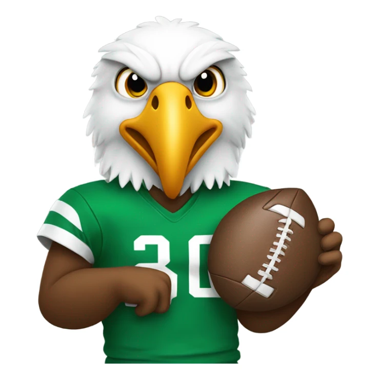 Eagle wearing Kelly Green with a football sticker