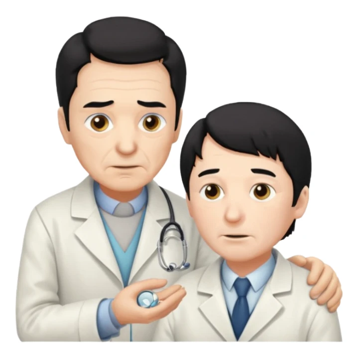 doctor black hair attending to a old man  sticker