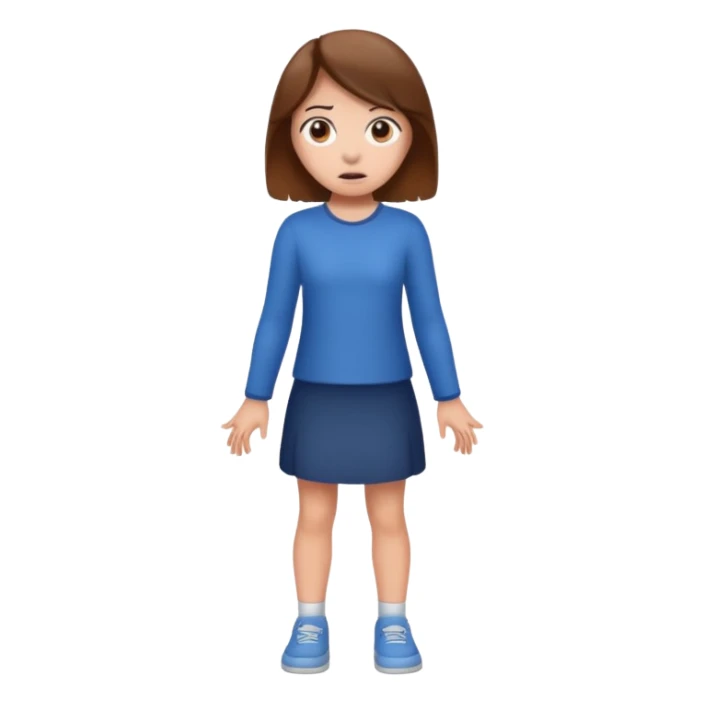 Chica grande  asustada de cuerpo completo con pelo castaño  sticker