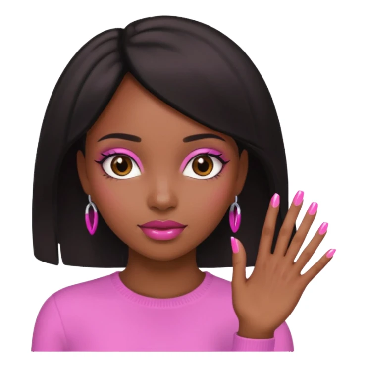 Black girl hand pink nails sticker