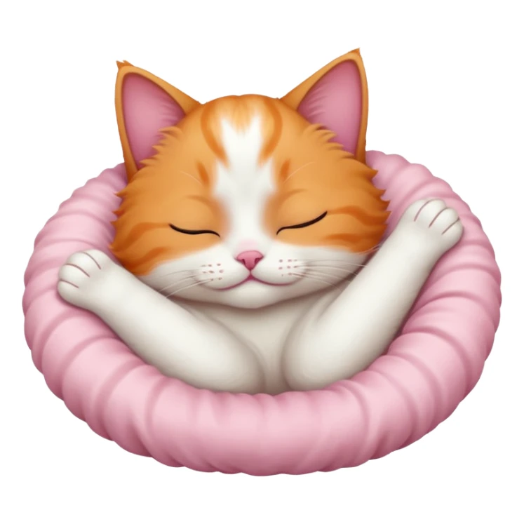 ginger and white small cat curled up with head upside down with eyes closed sticker