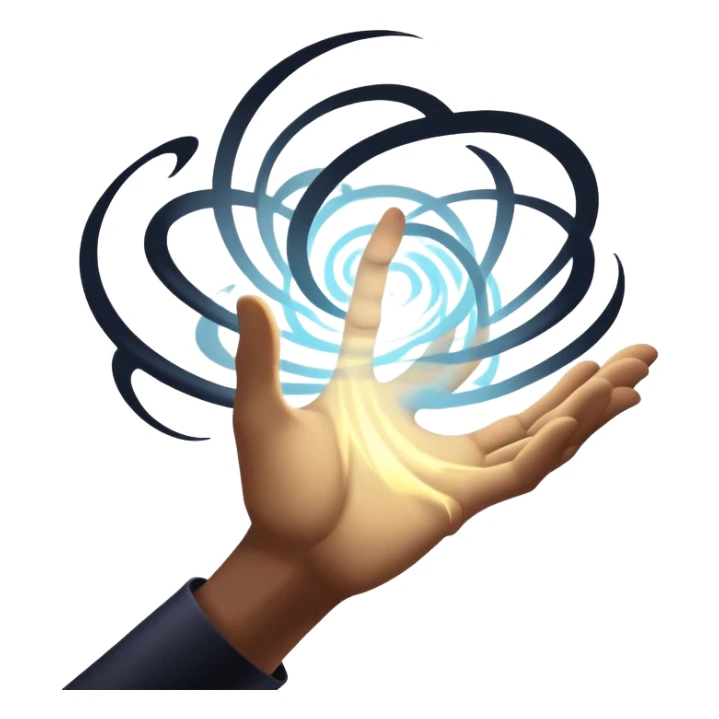 shadow magic swirling around a hand, mysterious anime power sticker
