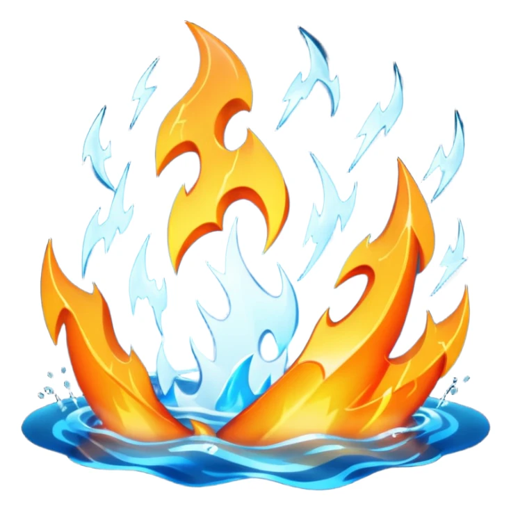 Fire water, and lightning in the middle sticker