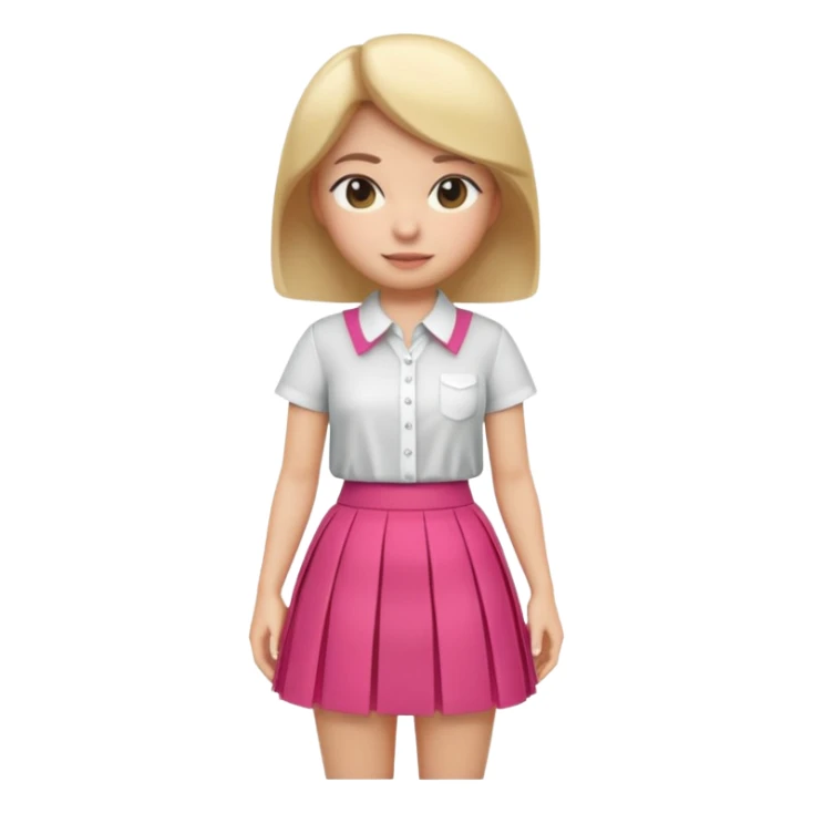 A 3D cartoon outfit with a blouse and skirt arranged together, clean background, natural light, realistic Memoji-style look. sticker
