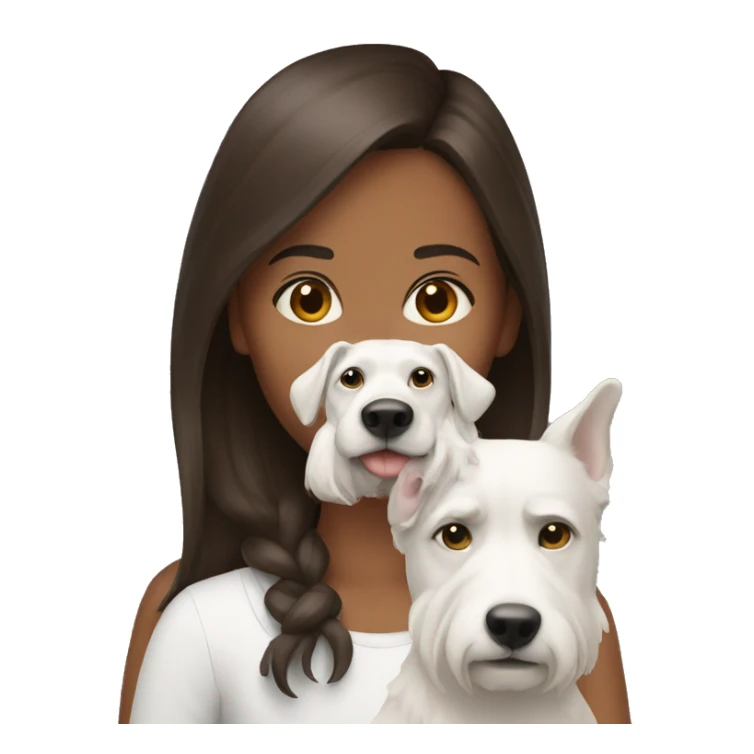 Brunette girl with white dog sticker