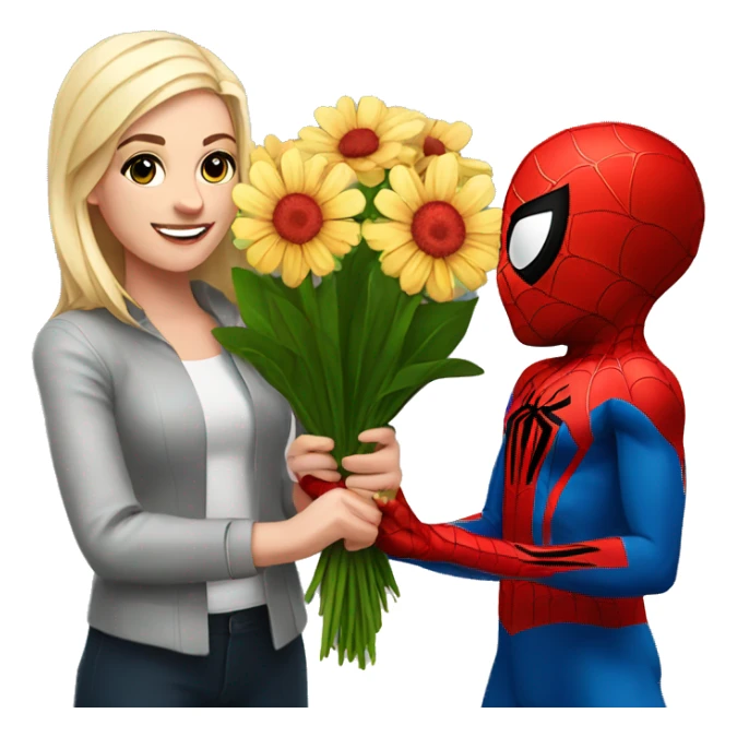 Spiderman giving flowers to Gwen  sticker
