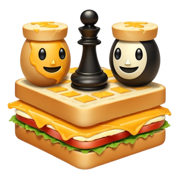 Chess pieces boxing on an egg sandwich sticker