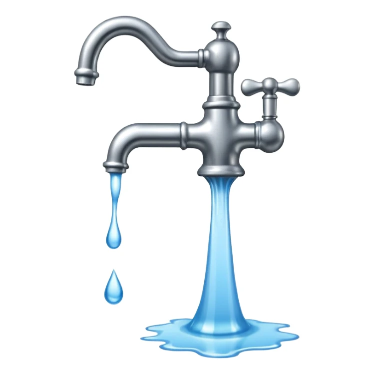 
water pouring from an OLD tap, 1980 sticker