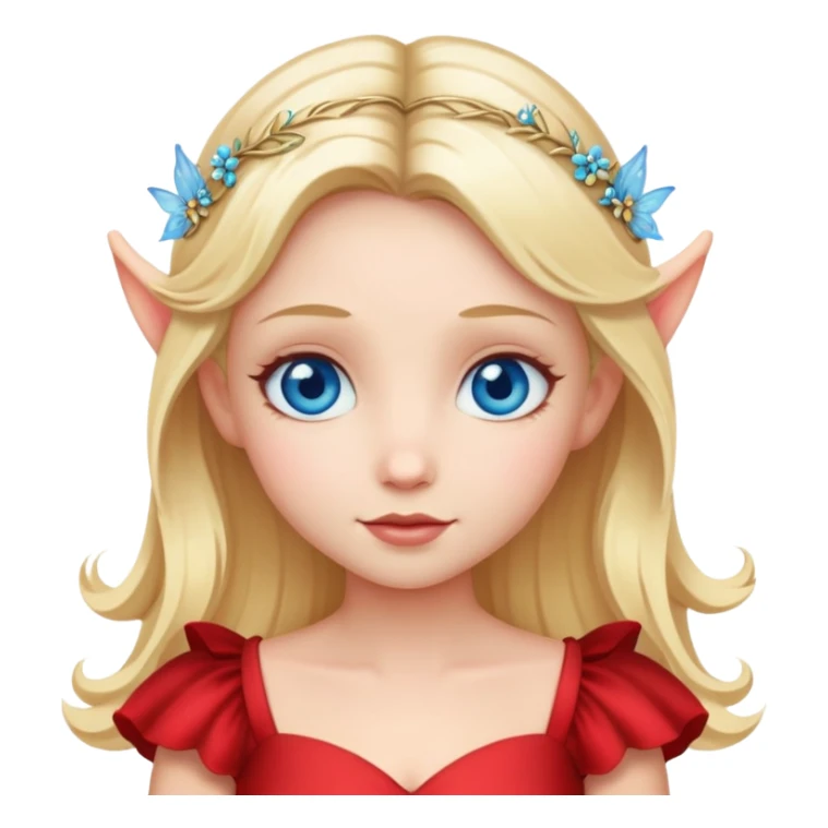 fairy with blue eyes, blonde hair and red dress sticker