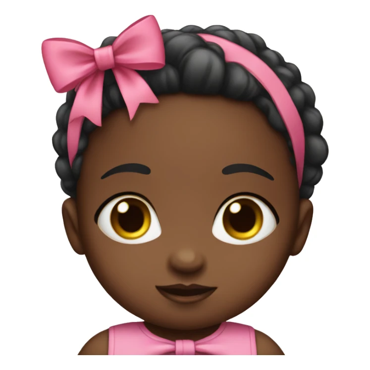 Black baby wearing pink with a pink bow sticker