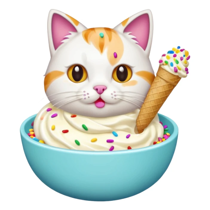 cat icecream in a bowl sticker