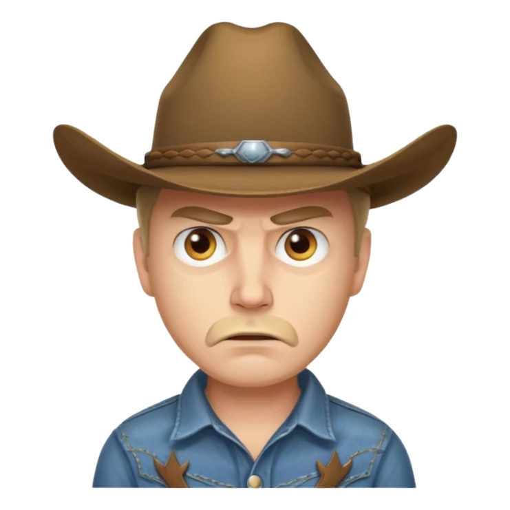 Angry eyes white man with cowboy hat sticker