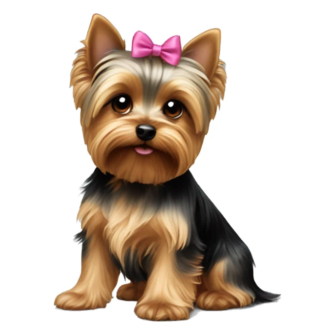 cute yorkie with a bow one ear up and one ear down sticker