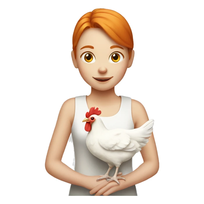 Ginger girl with a white hen sticker