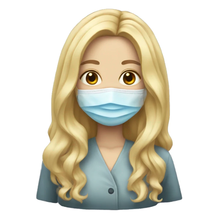 Long blonde hair embalmer girl wearing mask sticker
