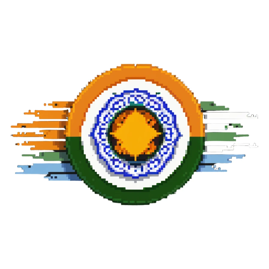Indian flag with saffron, white, and green horizontal stripes and blue Ashoka Chakra wheel in the center sticker