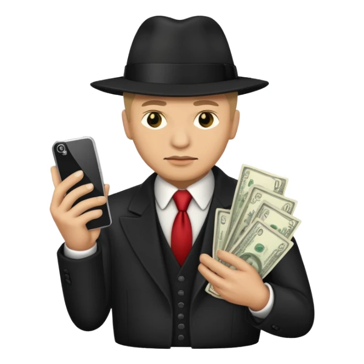 Mafia boss holding money and phone sticker