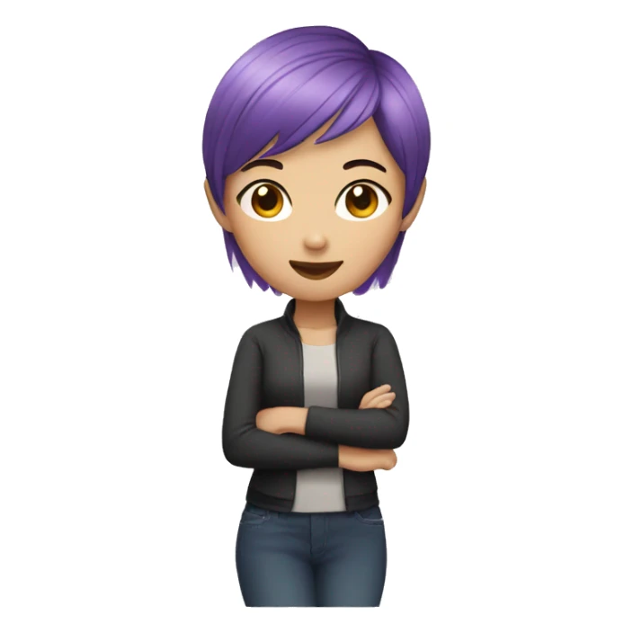 Asian girl with short purple hair  sticker