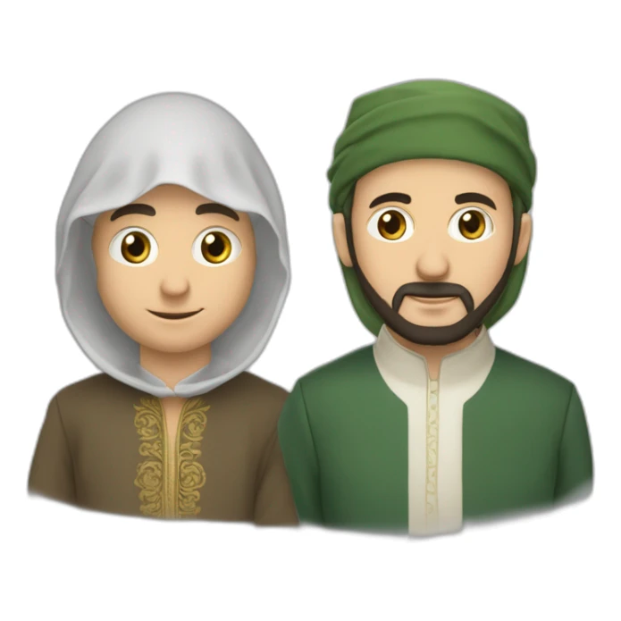 deux frères musulman un a côté de l’autre juste leur tête  sticker