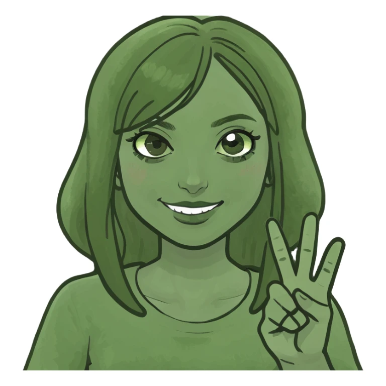 girl throwing the peace sign sticker