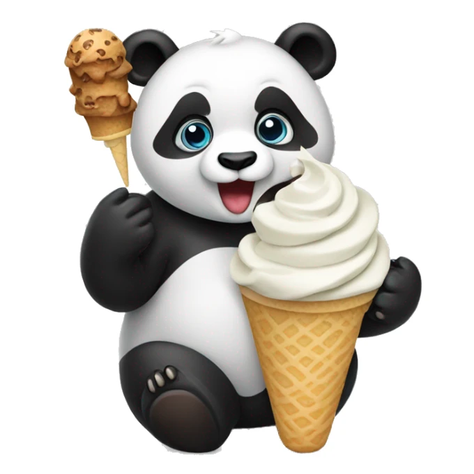 Panda eating ice cream sticker