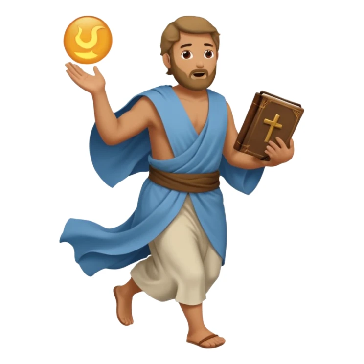 image of prophet Jonah (middleaged man)  in the bible fleeing sticker