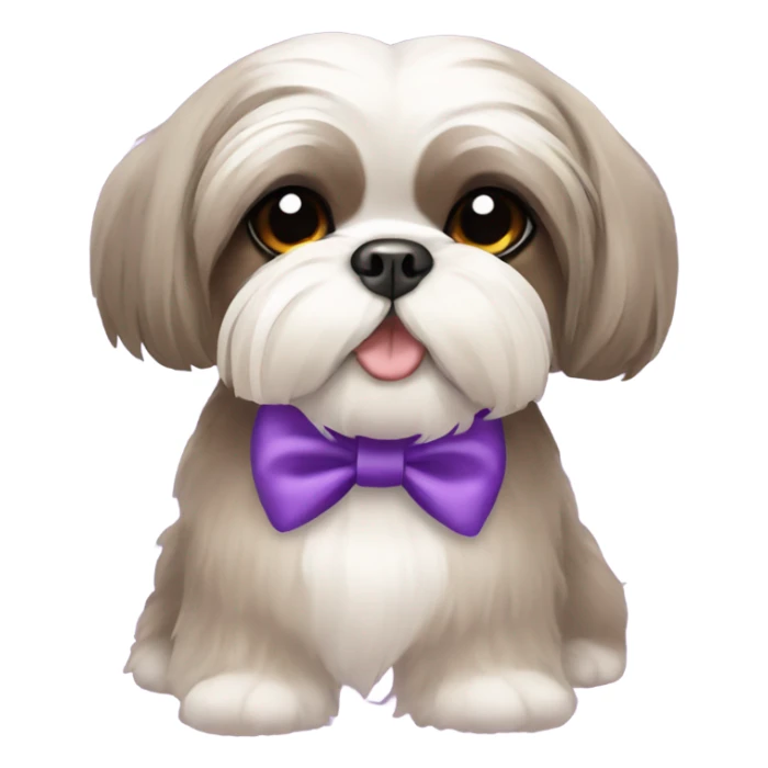 Taupe shih tzu with purple hair bow sticker