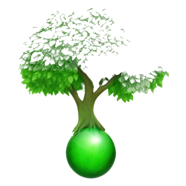 Green Tree with Green Heart. Planet and Sustainable energy sticker