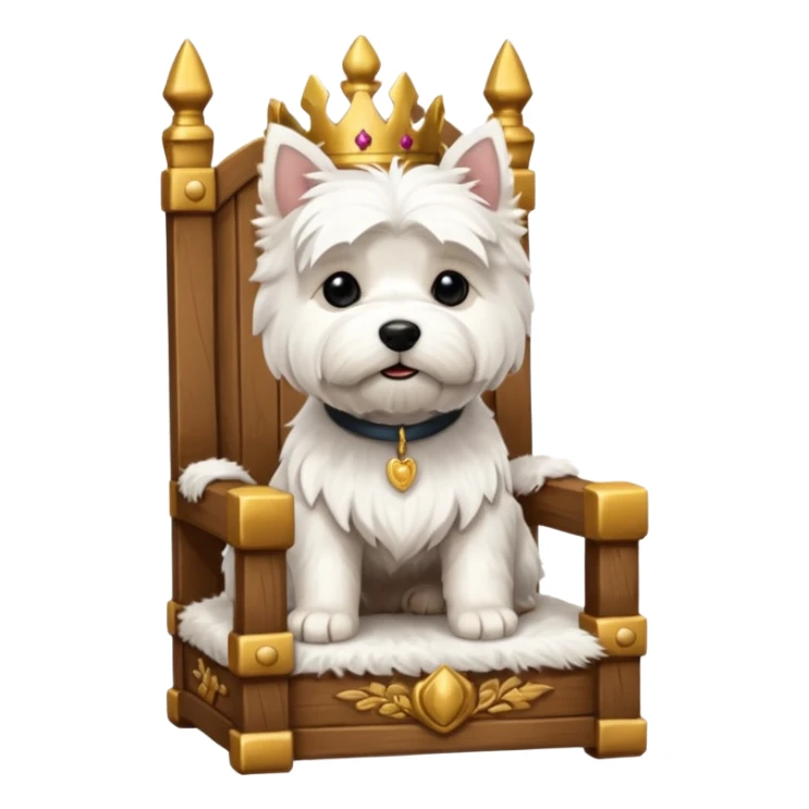 a west highland terrier sitting on a throne  sticker