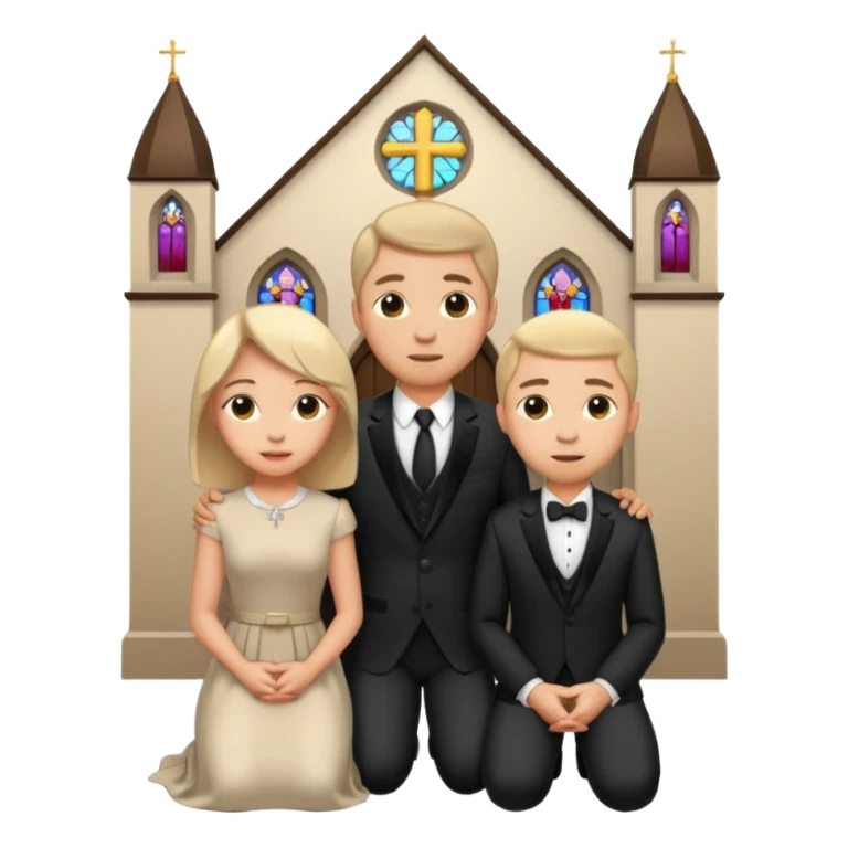 couple kneeling in a church sticker