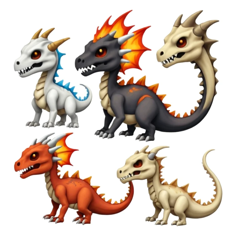 Skeletal Fiery Volcanic Cubone-Salandit-Marowak-Duskull-dragon sticker