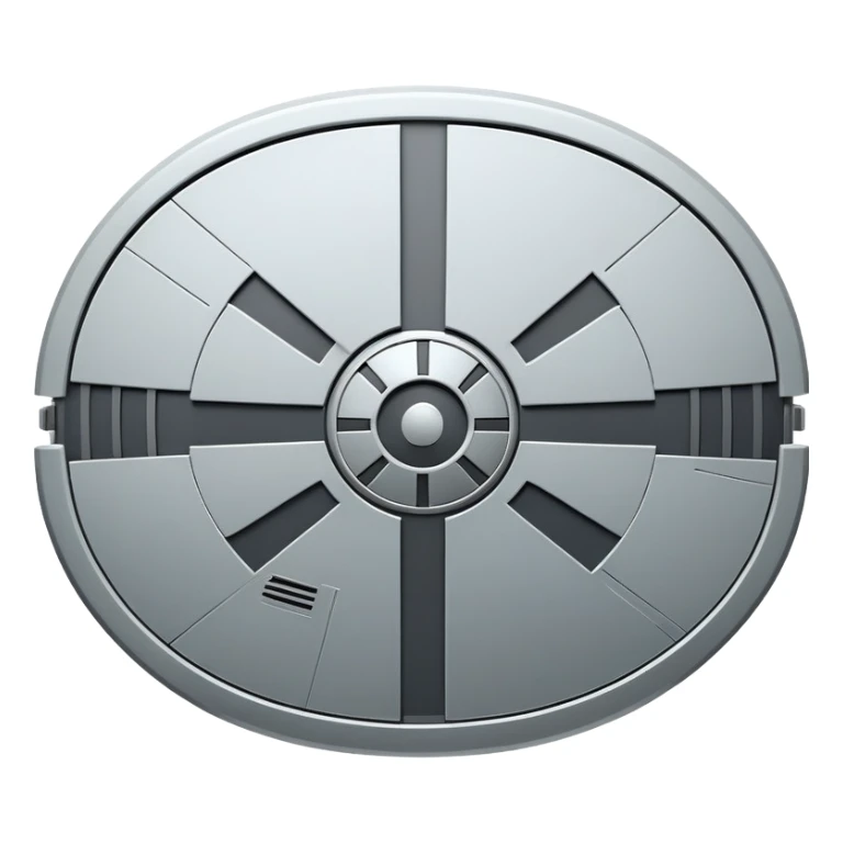 Halcón Milenario de Star Wars, top view, minimal details, characteristic oval shape, light metallic tones sticker