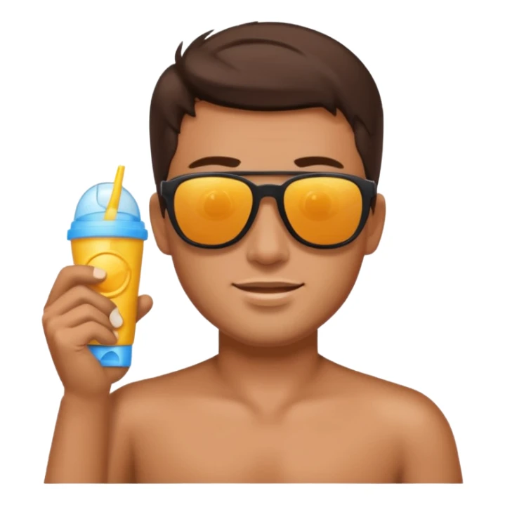 
male brunet suncream and sunglasses sticker