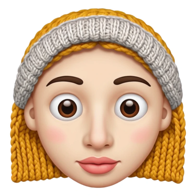 full face with nose, eyes, lips etc. look like knitted sticker