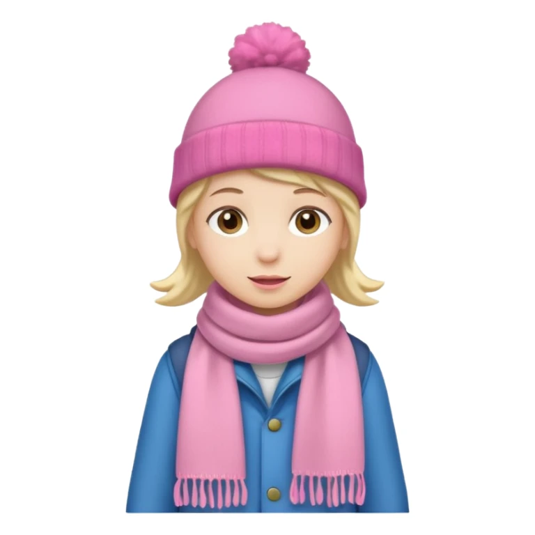Kid wearing pink hat and scarf, full body sticker