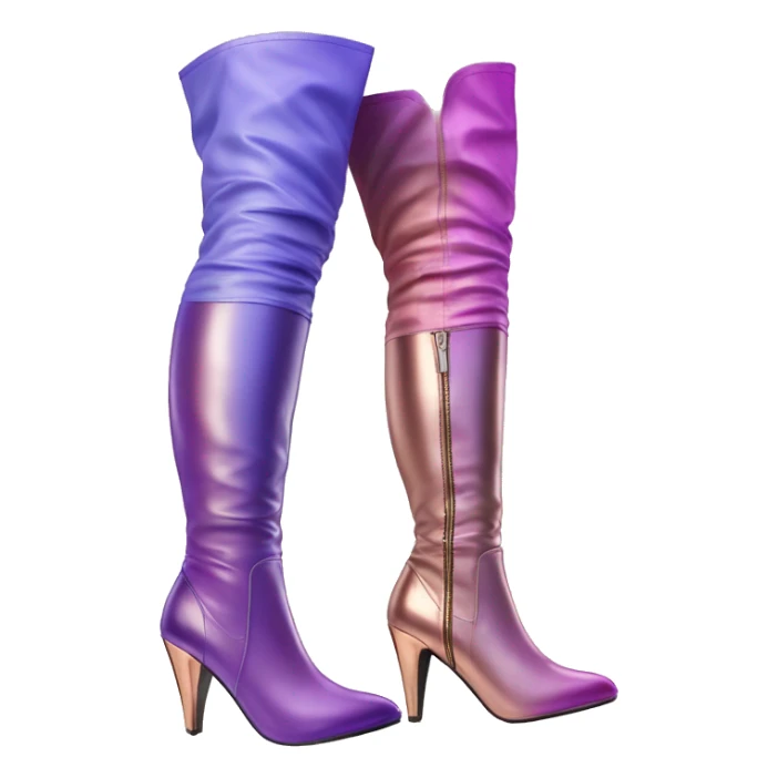 Realistic pair of rose gold,purple,and periwinkle ombre thigh high boots isolated.  sticker