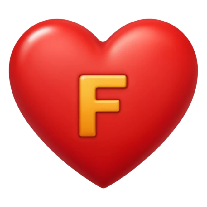 un corazon rojo con la letra f en el centro pero para un emoji sticker