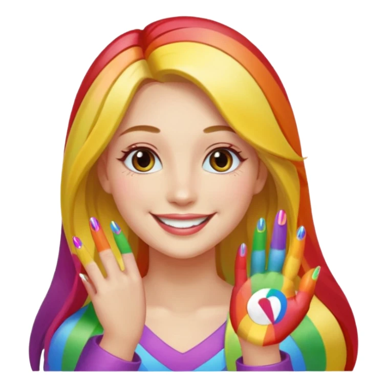 long haired woman rainbow nail art sticker