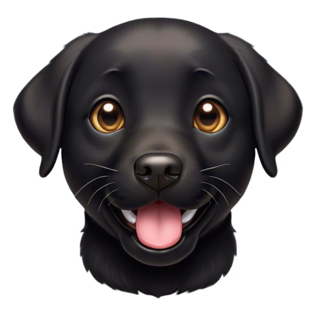 Cinematic Comical Black Labrador Portrait Emoji, Head tilted dramatically with an exaggeratedly amused expression, featuring a sleek black Fur with a glossy finish, wide, expressive brown eyes filled with playful disbelief, Simplified yet hilariously expressive features, highly detailed, glowing with a slightly sassy glow, high shine, dramatic yet playful, stylized with an air of cheeky mischief, bright and endearing, soft glowing outline, capturing the essence of a spirited and over-the-top companion, so meme-worthy it feels like it could side-eye its way into internet fame instantly! sticker