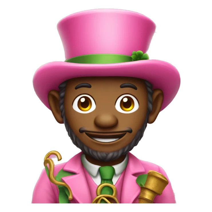Leprechaun wearing all pink holding a phone sticker