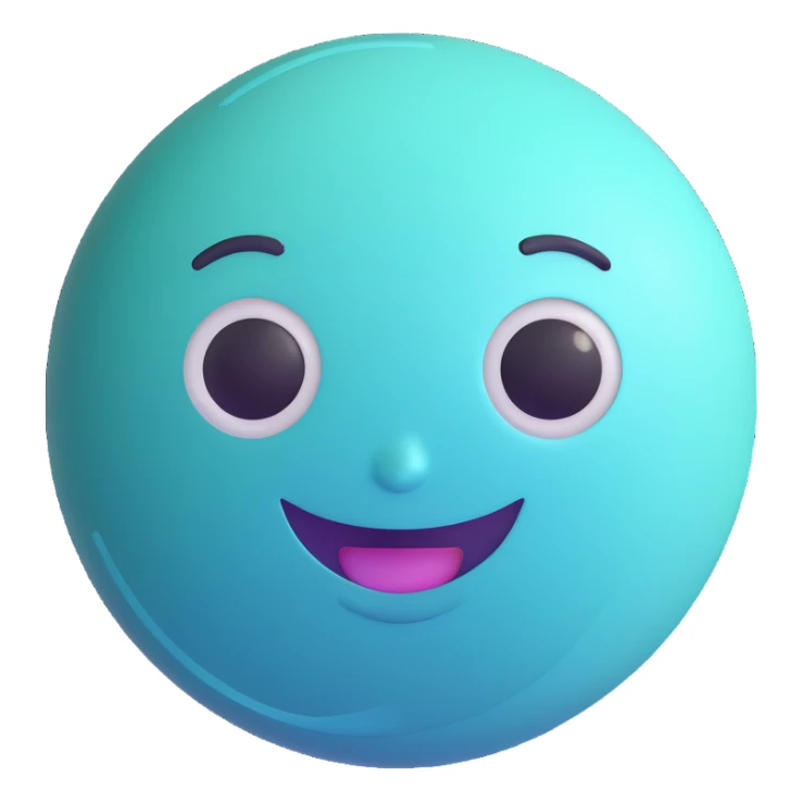 Uranus planet emoji with a confident, smiling face, blue-green hues, stylized rings, embodying individuality and the spirit of innovation sticker