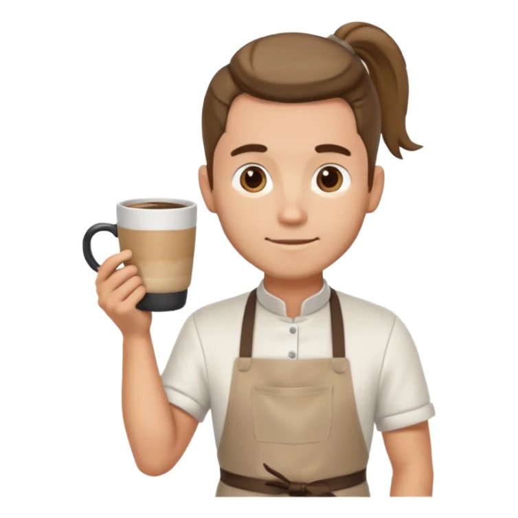 hipster barista ponytail male without background sticker