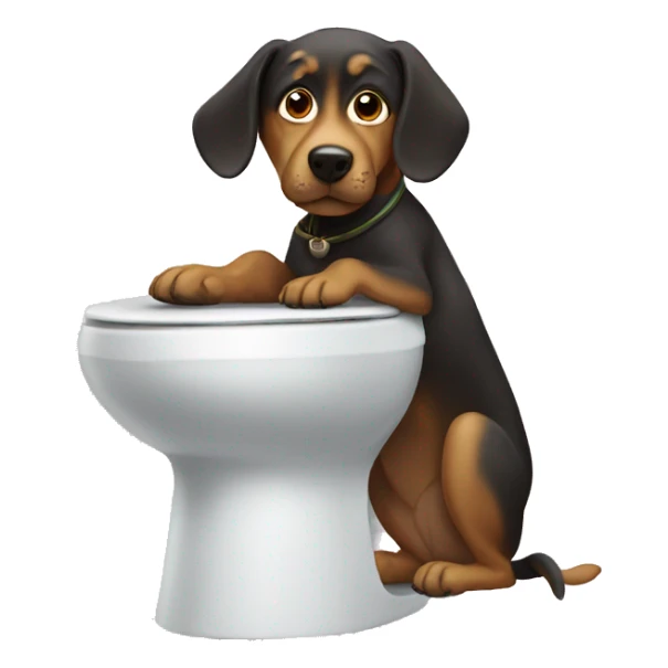 Dog on the toilet sticker