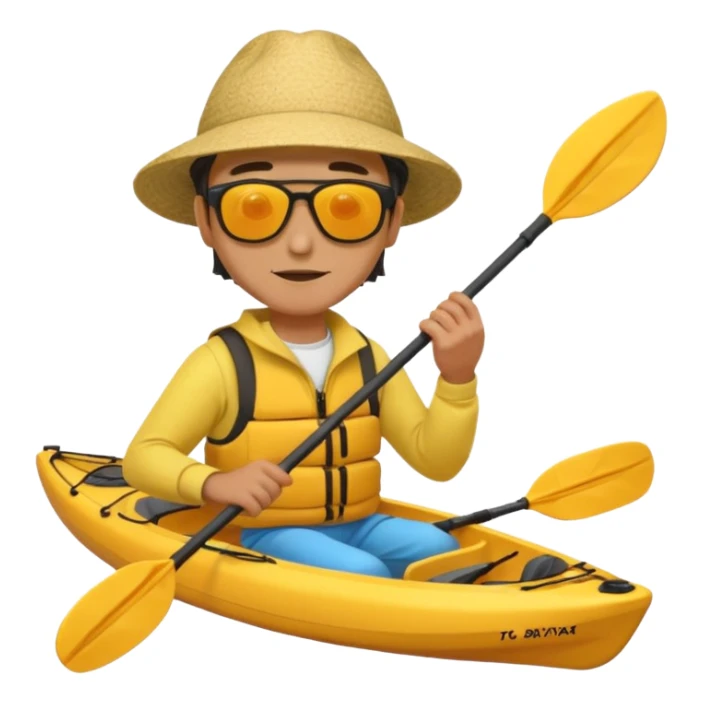 Yellow sea kayak with small male paddler sticker