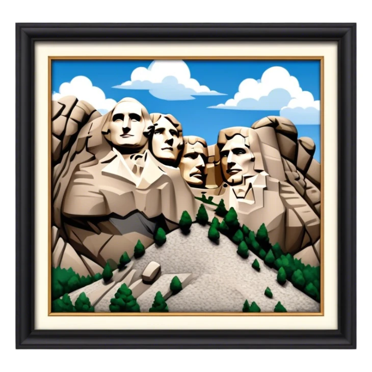 Mount Rushmore Landmark Emoji – Displaying the carved faces of four U.S. presidents in the granite mountainside. sticker