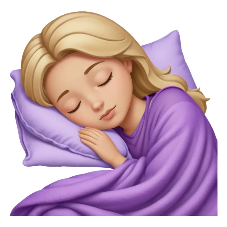 dark blonde girl sleeping on side with lilac blanket sticker