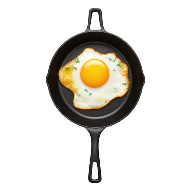 one fried egg in a lodge pan sticker