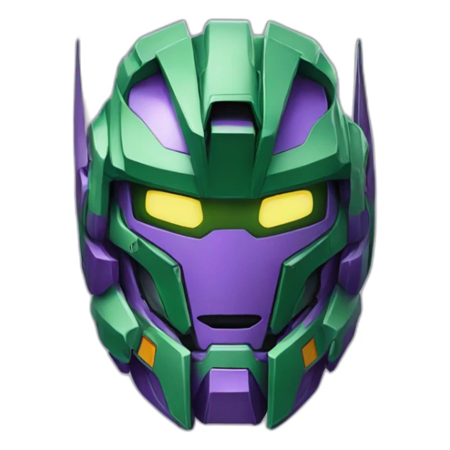 purple and green gundam mecha face sticker