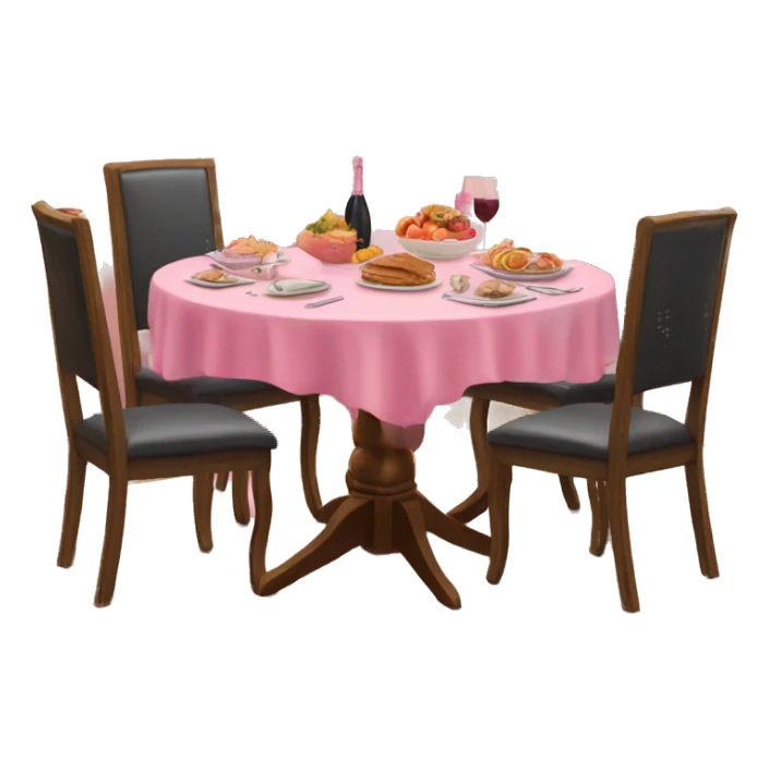 Pink decorated dinning room table with food sticker
