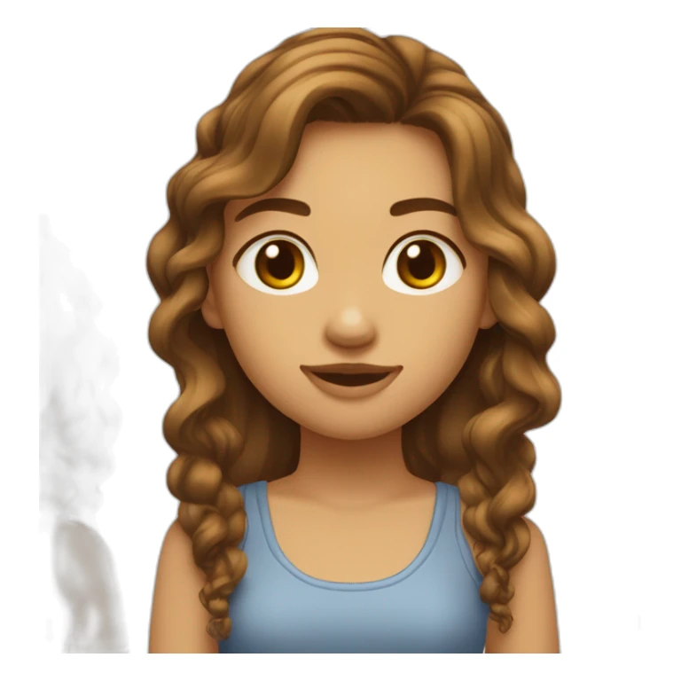 fille long cheuveux marron onduleé vétement cool sticker